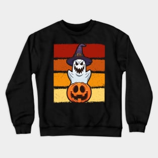 Ghost with Witch Hat Jack O Lantern Pumpkin Halloween Crewneck Sweatshirt